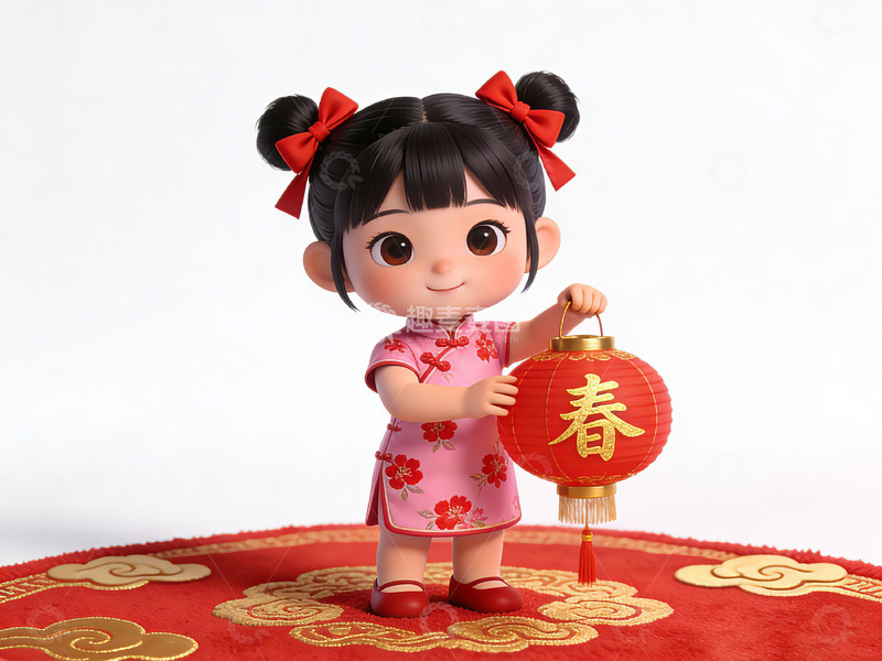 高清大图下载【趣麦麦图】新春卡通小女孩拜年图片