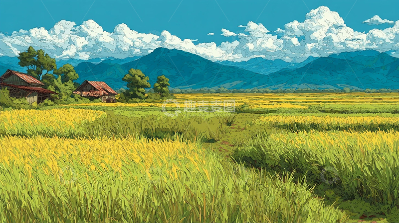 高清大图下载【趣麦麦图】金色稻田风光