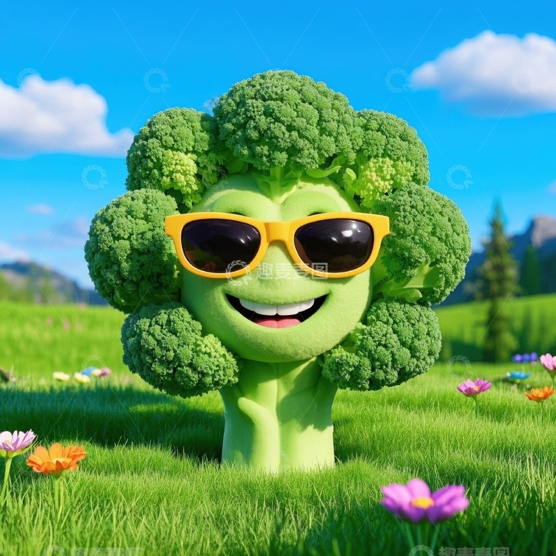高清大图下载【趣麦麦图】Q版卡通蔬菜系列之花菜