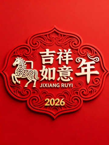 吉祥如意马年春节喜庆设计素材