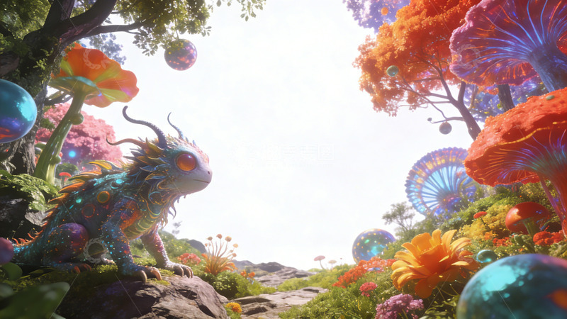 高清大图下载【趣麦麦图】奇幻森林异兽插画