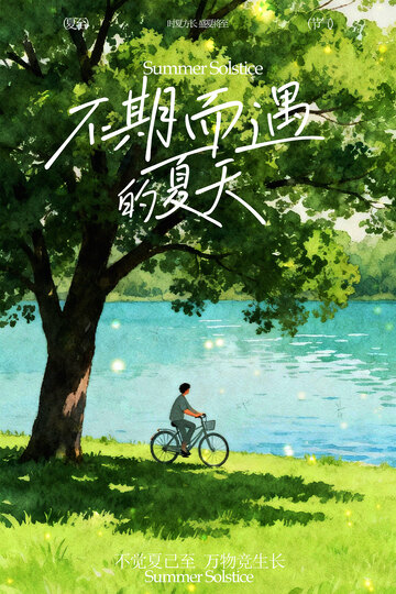 夏日树下骑行的美好时光海报