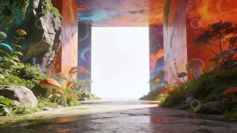 高清大图下载【趣麦麦图】奇幻森林梦幻通道场景