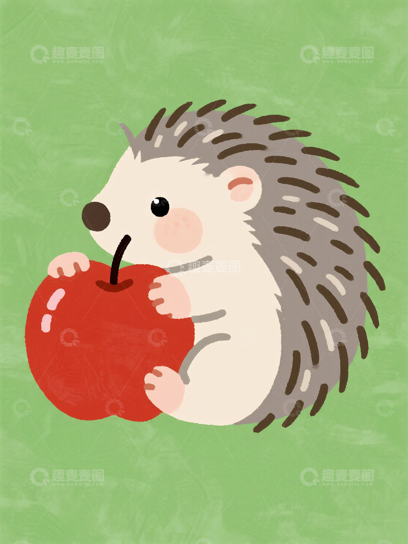 高清大图下载【趣麦麦图】小刺猬的苹果大餐
