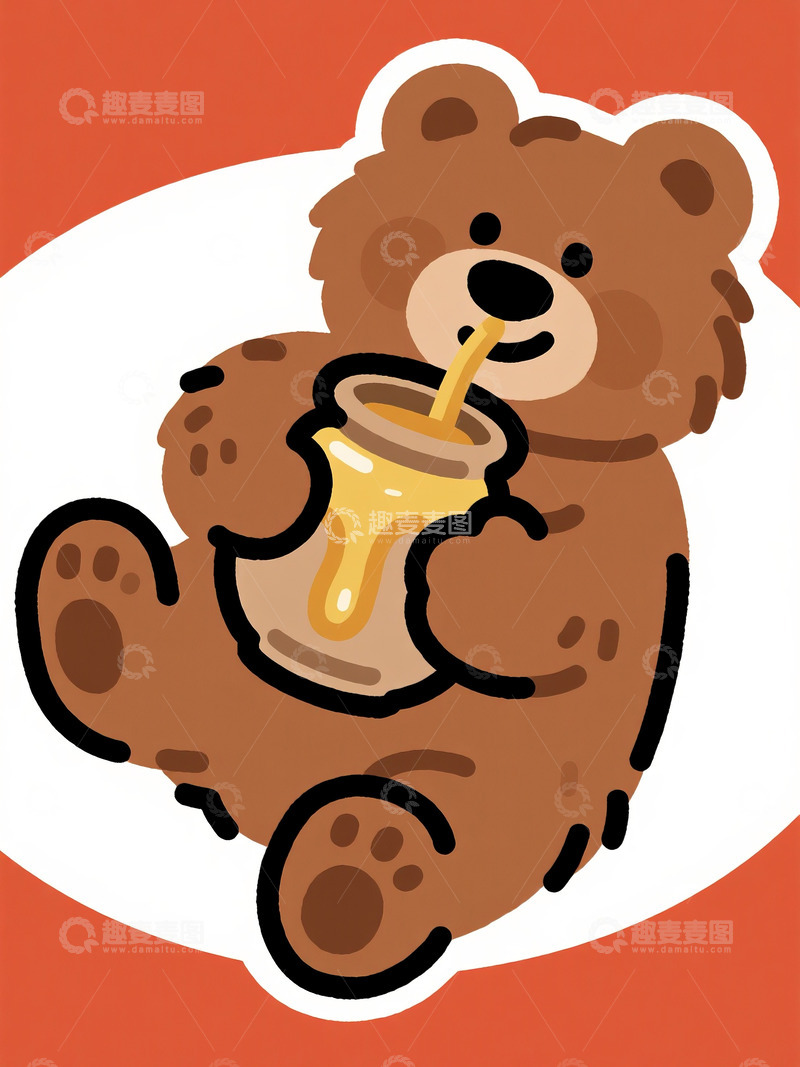 高清大图下载【趣麦麦图】棕熊的蜂蜜下午茶