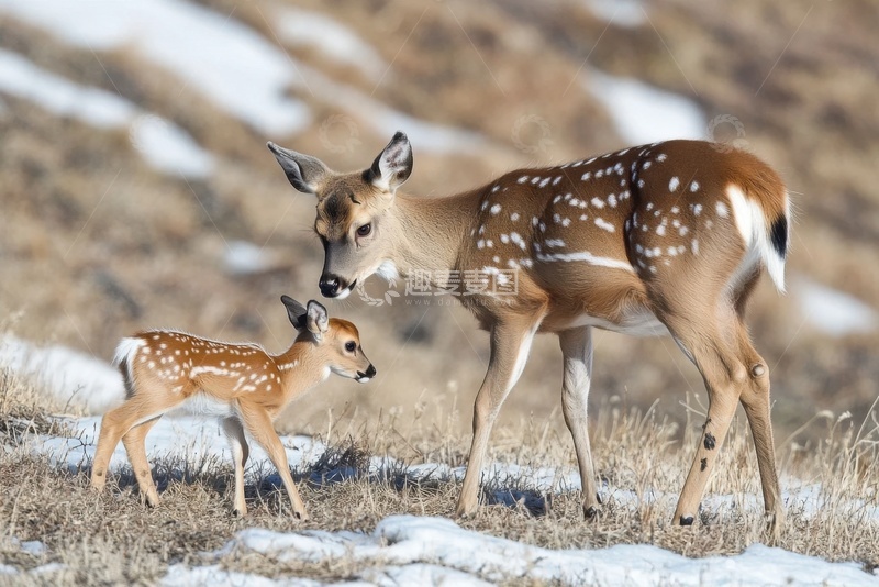 高清大图下载【趣麦麦图】荒原上的梅花鹿