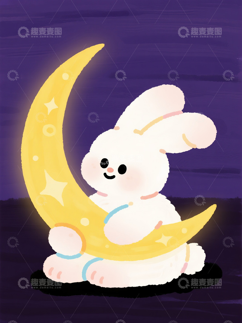 高清大图下载【趣麦麦图】月光与软绒兔的温柔夜