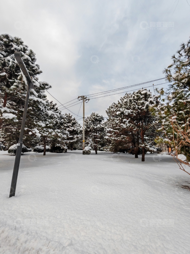 高清大图下载【趣麦麦图】-冬日雪景街道风光摄影