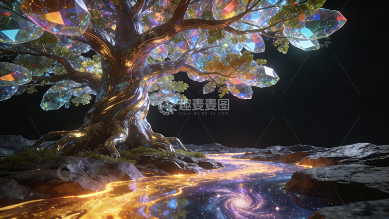 高清大图下载【趣麦麦图】魔幻森林宝石树幻想场景