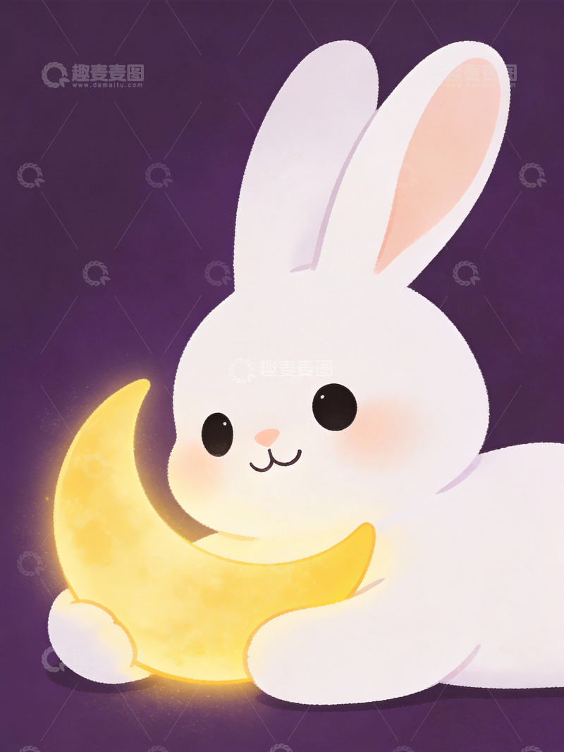 高清大图下载【趣麦麦图】垂耳小兔的月牙抱枕