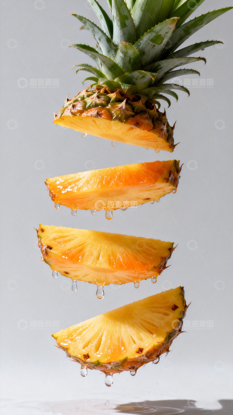 高清大图下载【趣麦麦图】新鲜菠萝悬浮摄影