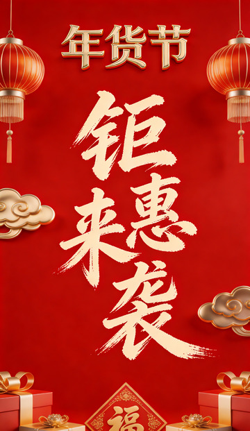 年货节钜惠来袭喜庆电商节海报