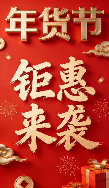 年货节钜惠来袭喜庆海报元素
