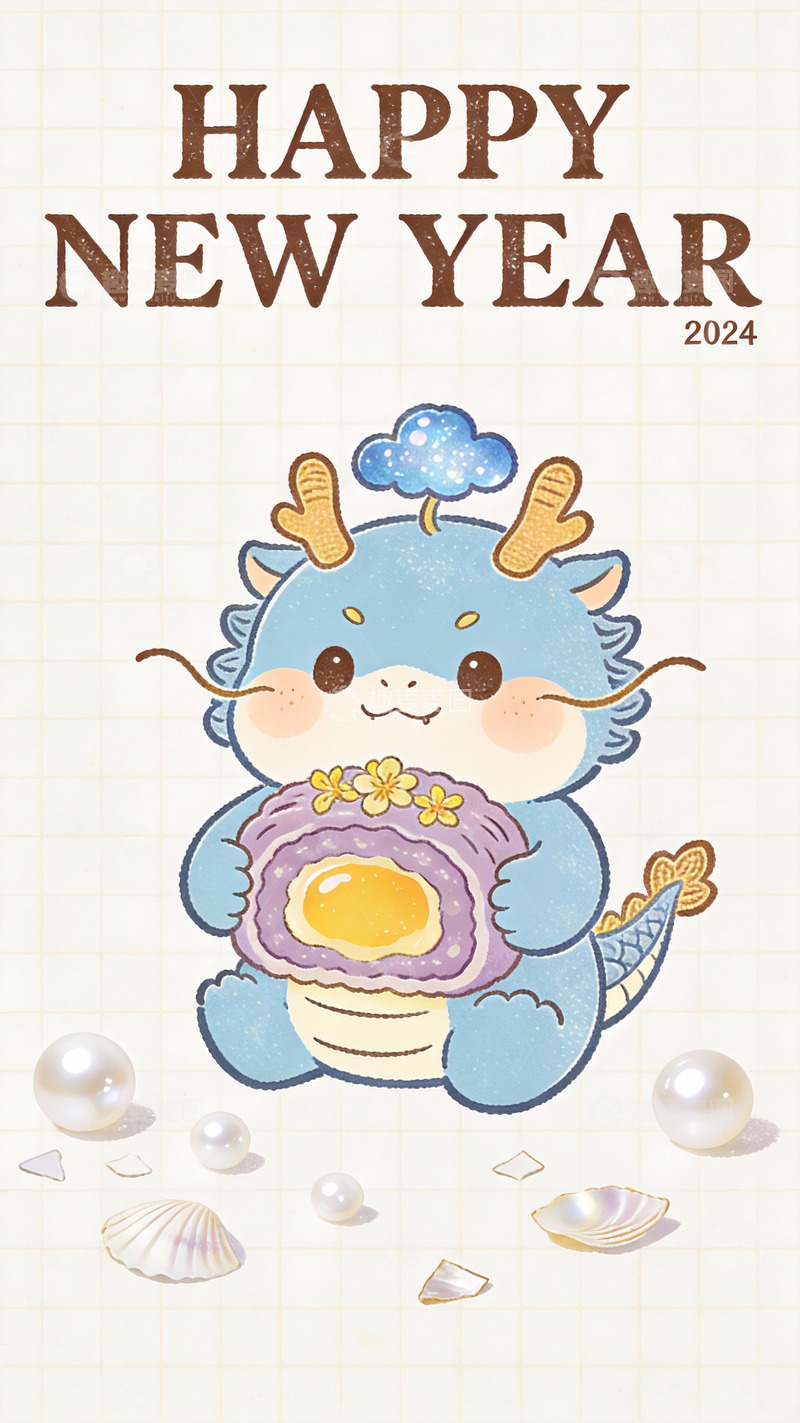 高清大图下载【趣麦麦图】小龙抱福迎新年