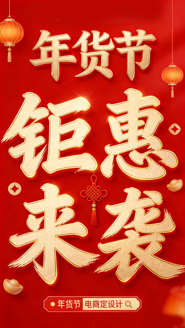 年货节素材钜惠来袭宣传海报