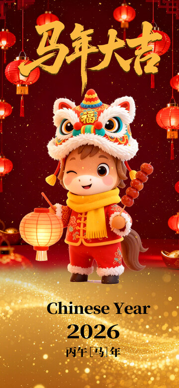 马年喜庆卡通海报设计