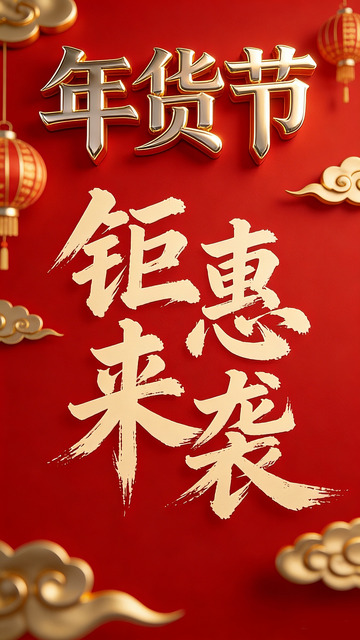 年货节钜惠来袭喜庆宣传海报
