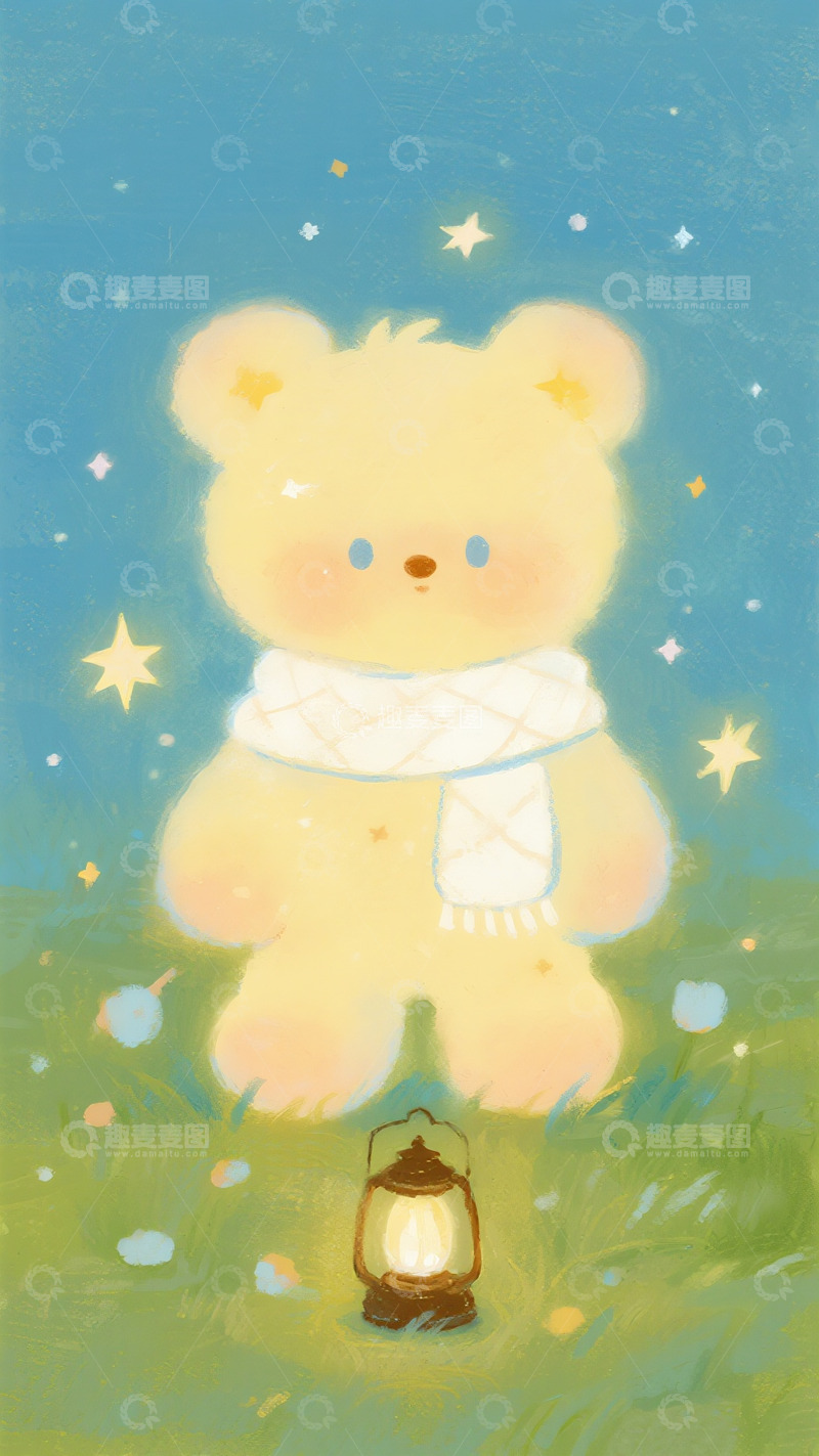 高清大图下载【趣麦麦图】星光小熊的暖夜漫游