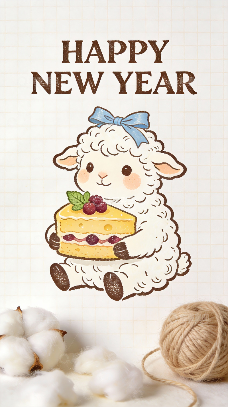 高清大图下载【趣麦麦图】 软绵小羊的甜蜜新年