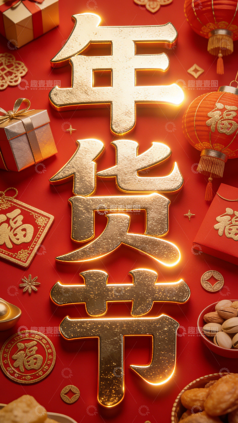 高清大图下载【趣麦麦图】年货节电商喜庆装饰设计素材