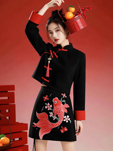 中国风连衣裙新年女性写真造型