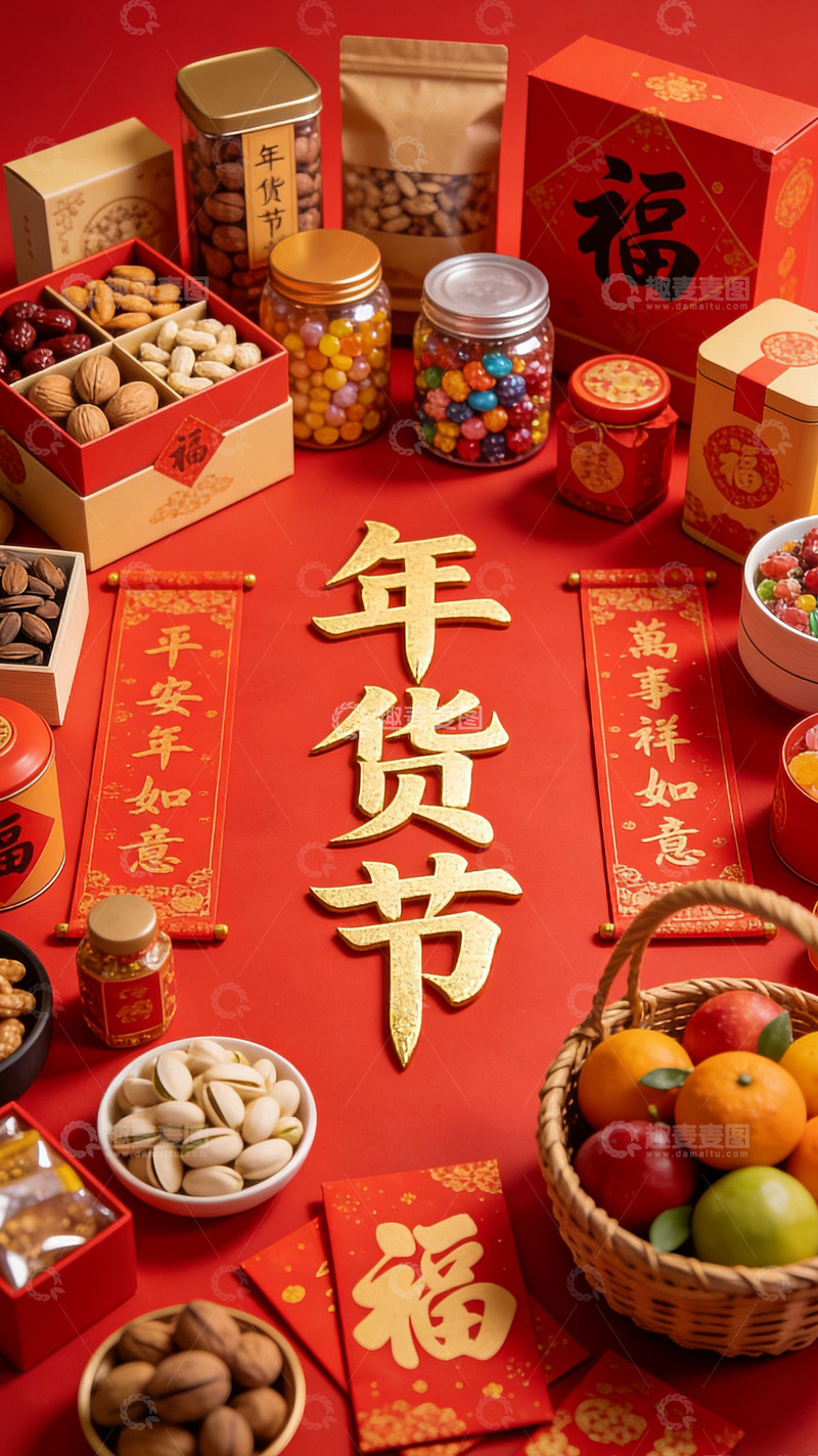 高清大图下载【趣麦麦图】年货节喜庆布置摄影图片