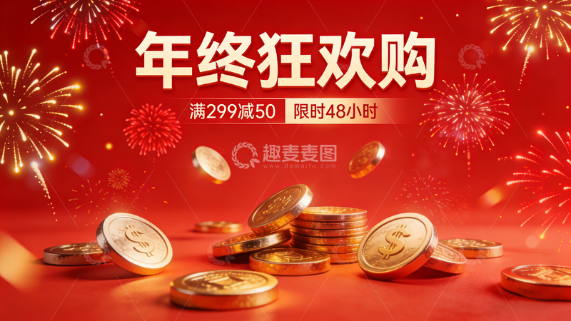 高清大图下载【趣麦麦图】年终狂欢海报