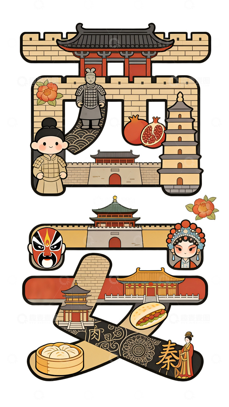 高清大图下载【趣麦麦图】-中国风古建筑与传统文化插画