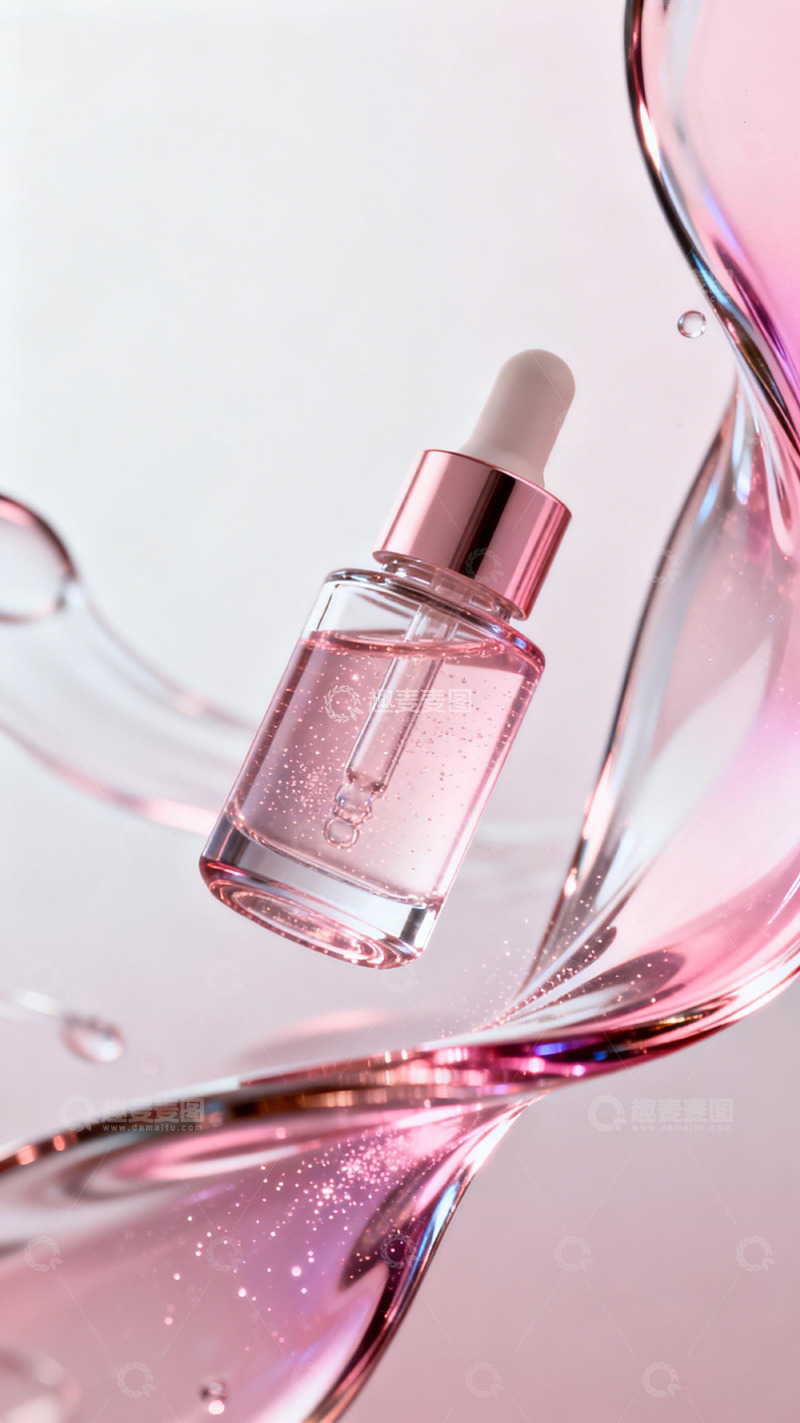 高清大图下载【趣麦麦图】粉色滴管瓶化妆品摄影