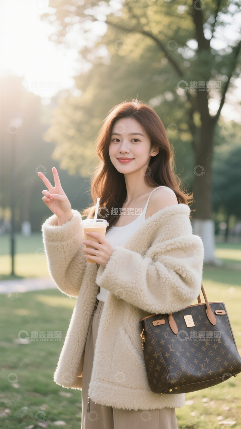 高清大图下载【趣麦麦图】阳光公园时尚女性写真