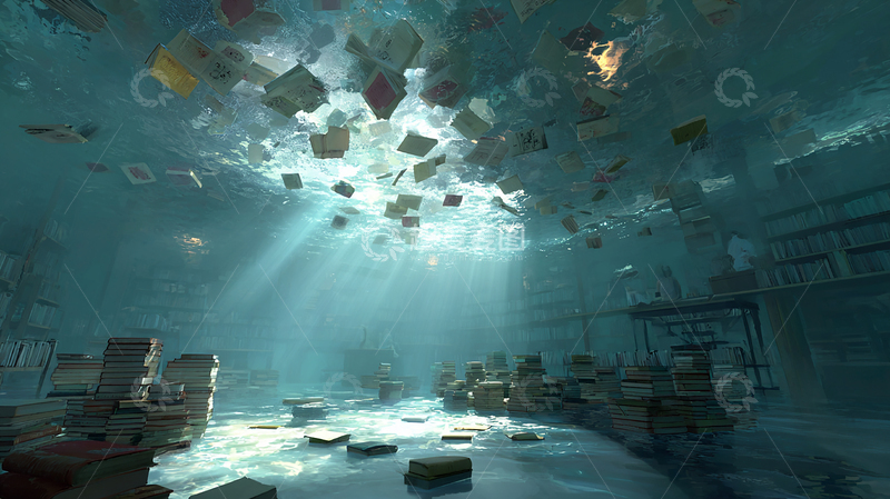 高清大图下载【趣麦麦图】梦幻水底书房场景