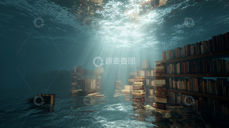 高清大图下载【趣麦麦图】水下图书馆奇幻景观