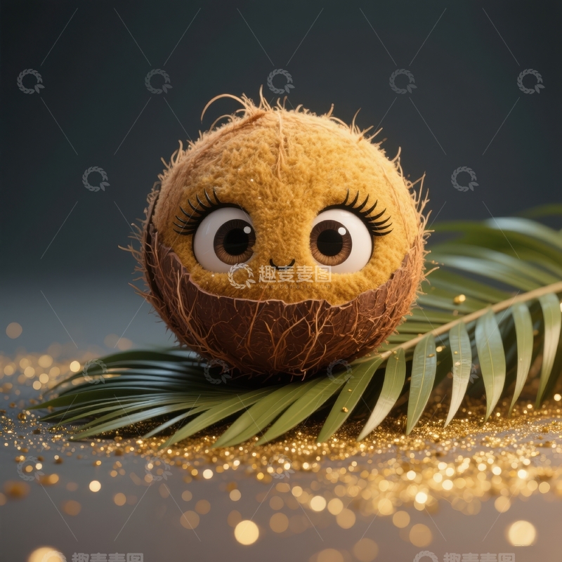 高清大图下载【趣麦麦图】Q版水果系列-椰子
