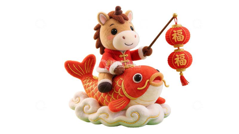 高清大图下载【趣麦麦图】生肖马年吉祥物鱼装饰