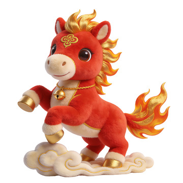 卡通红色小马吉祥玩偶