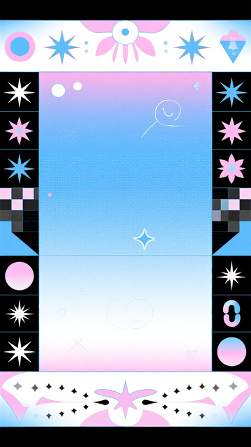 粉蓝渐变像素风赛博少女相框