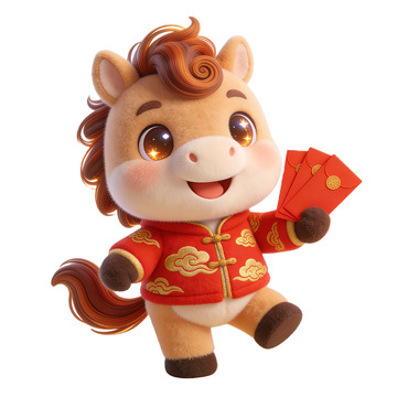 卡通马年新年吉祥物