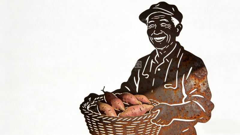 高清大图下载【趣麦麦图】铁艺农民红薯篮剪影装饰图案