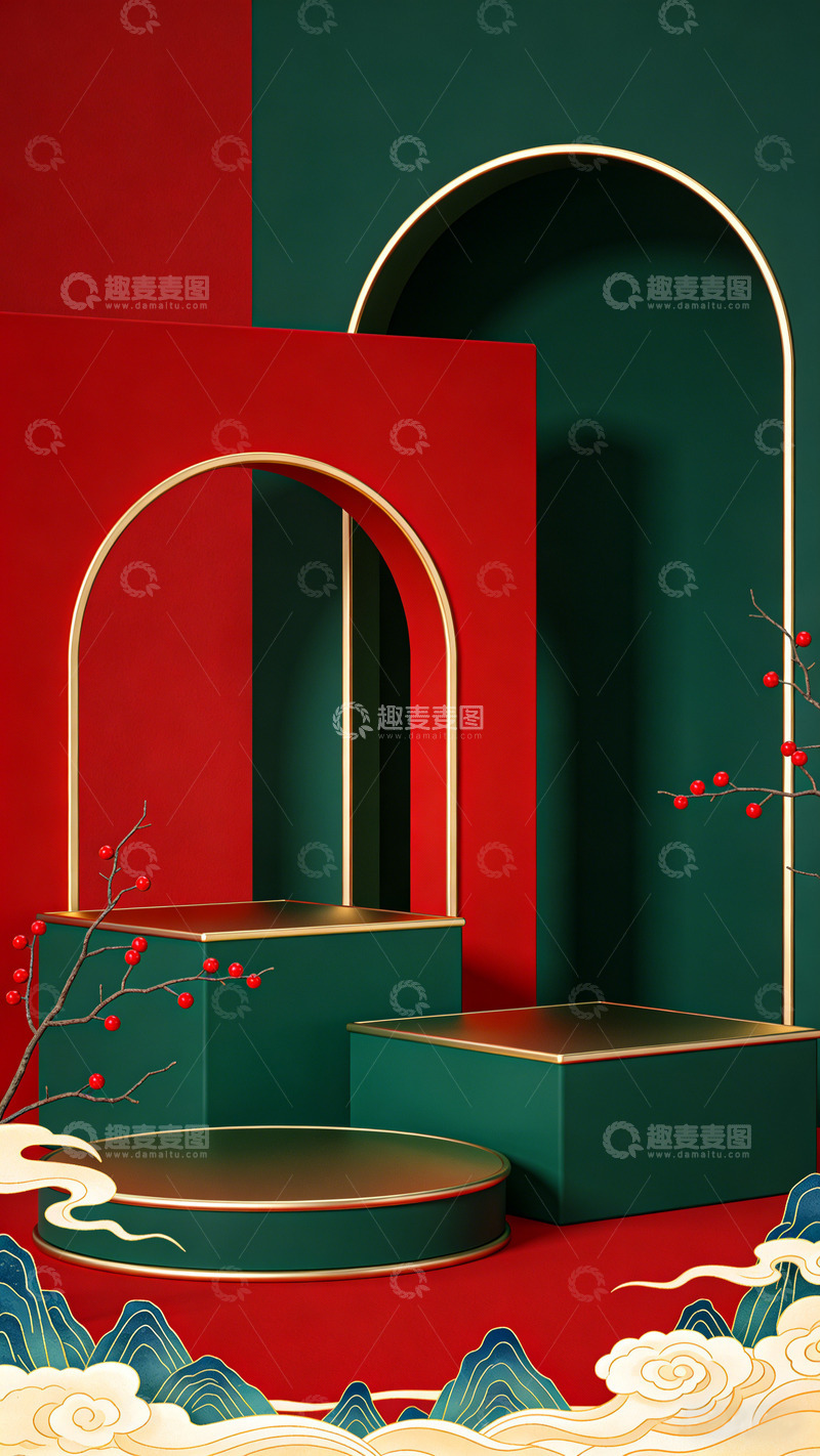 高清大图下载【趣麦麦图】-东方风格展台设计展示图