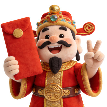 卡通财神爷喜庆新年祝福玩偶