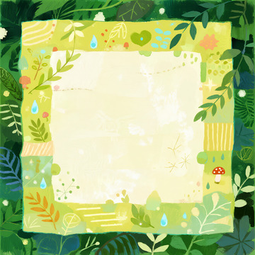 森系自然植物拼贴画框