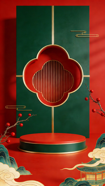 中国风节日装饰展示台设计