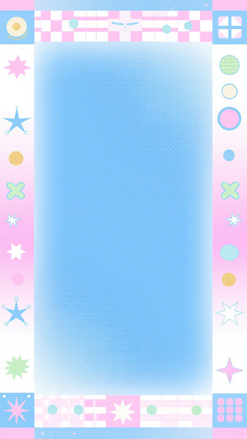 粉蓝撞色童趣像素风相框