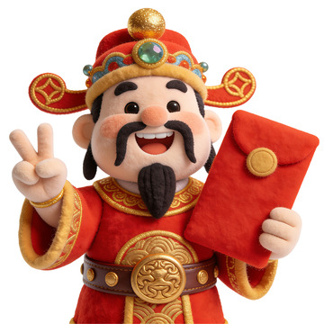 喜庆财神爷红包卡通形象