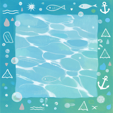 波光粼粼海底世界清新相框