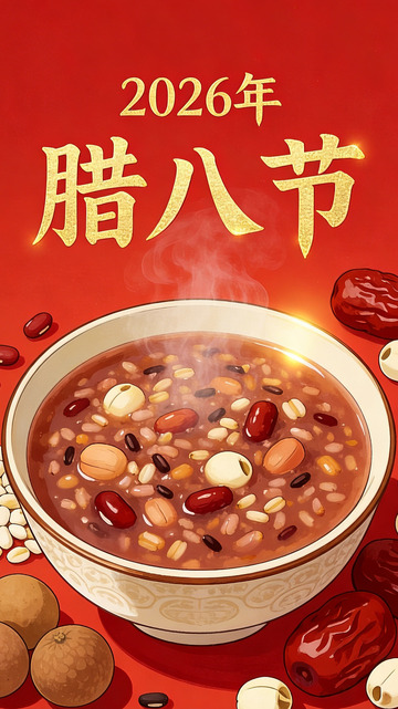 2026腊八节喜庆粥品插画