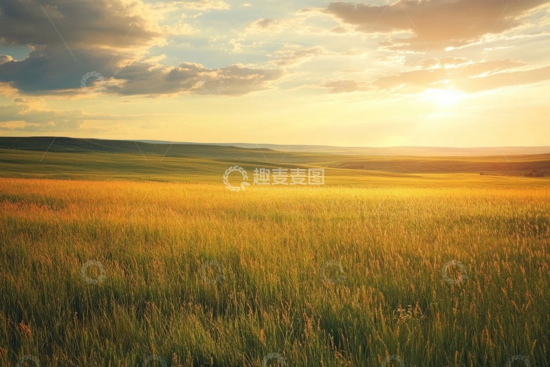 高清大图下载【趣麦麦图】日落黄昏大草原美景