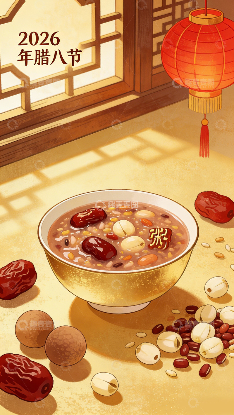 高清大图下载【趣麦麦图】-腊八节粥插画设计