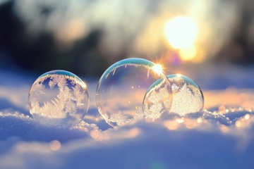 雪地上的气泡冰花