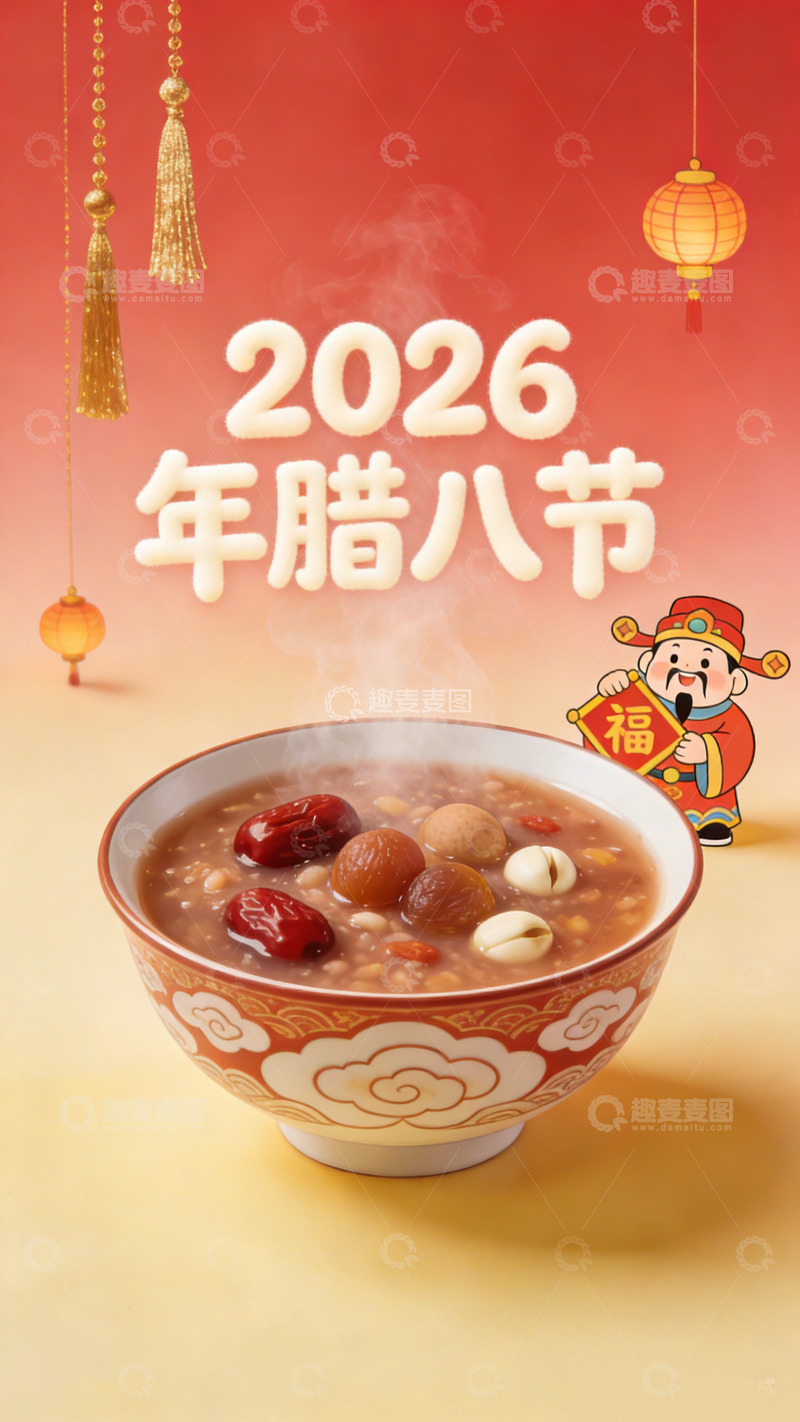 高清大图下载【趣麦麦图】腊八节祝福粥图片